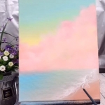 20秒教你画出最简单的晚霞天空水粉画