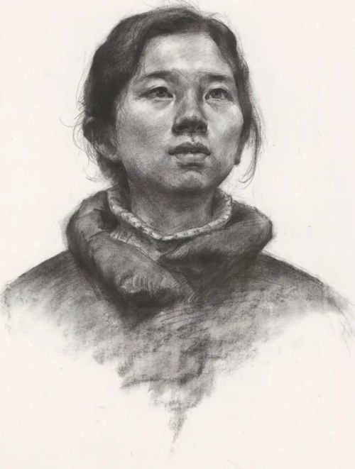 素描头像基础绘画教程 四分之三侧面头像的画法步骤