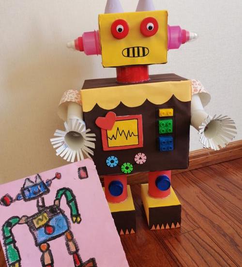 废旧纸箱做机器人怎么做？废物利用做有趣的纸箱机器人(废旧纸箱做机器人图片)