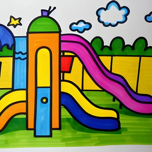 滑滑梯简笔画法