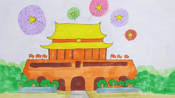 非常漂亮的天安门城楼简笔画