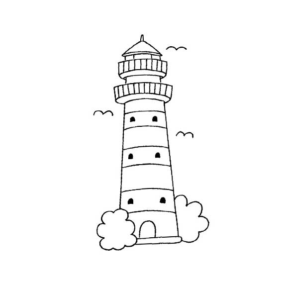 漂亮的灯塔简笔画