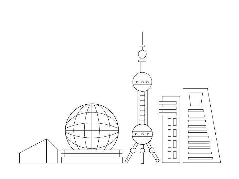 线条组合的东方明珠简笔画