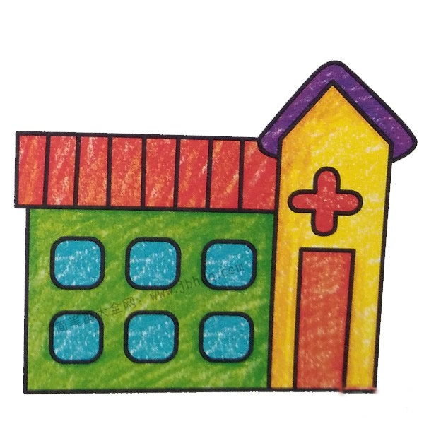 彩色的医院简笔画