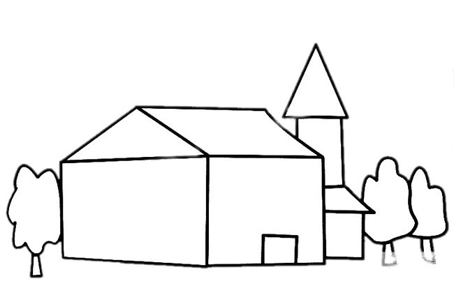 彩色的庄园简笔画