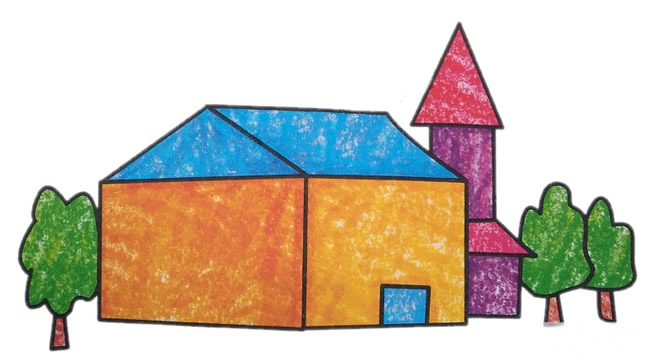 彩色的庄园简笔画