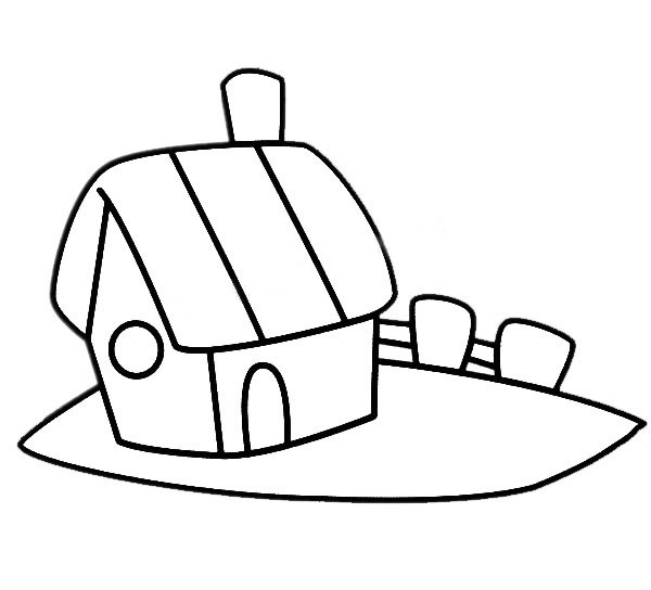 木屋围栏简笔画