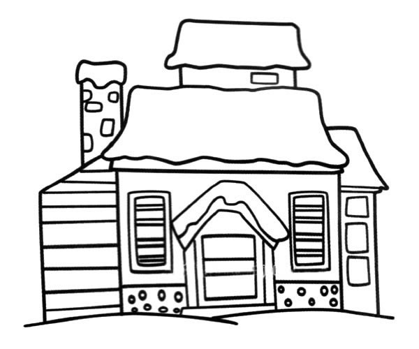 雪地里的小屋简笔画