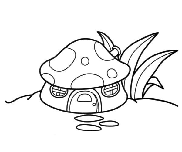 简笔的蘑菇屋简笔画