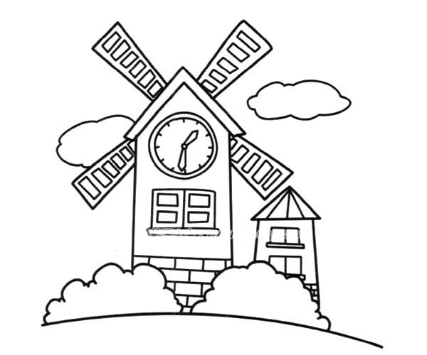 风车钟楼简笔画