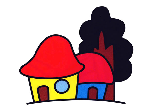 彩色小木屋简笔画