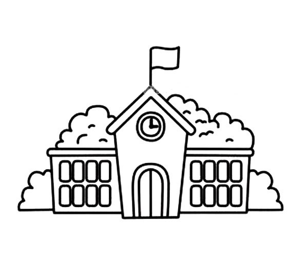 非常漂亮的学校简笔画