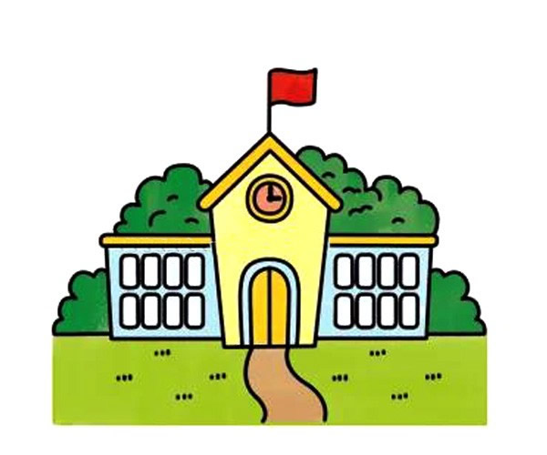 非常漂亮的学校简笔画
