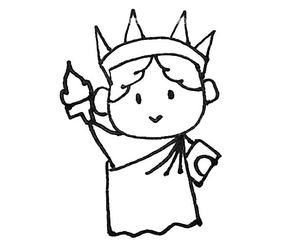 卡通有趣的自由女神简笔画