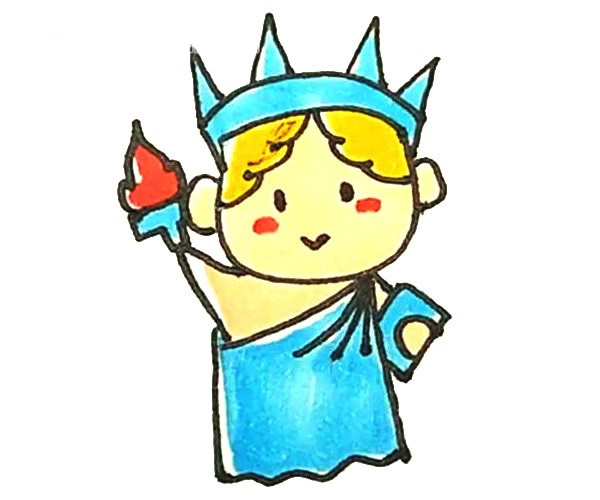 卡通有趣的自由女神简笔画
