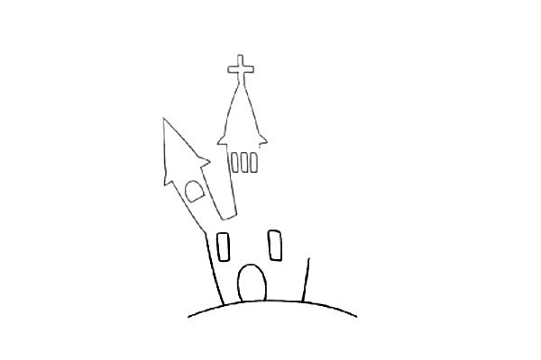 万圣节黑暗城堡简笔画