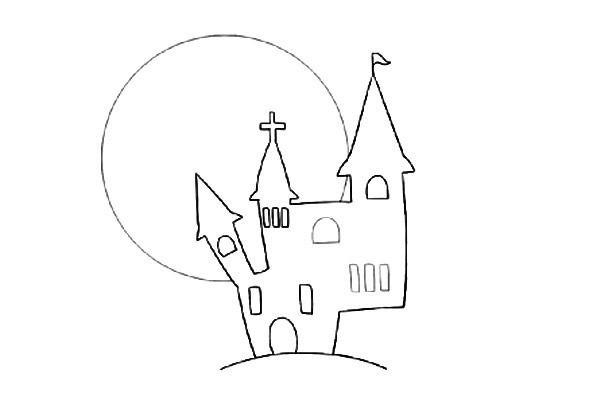 万圣节黑暗城堡简笔画