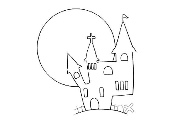 万圣节黑暗城堡简笔画