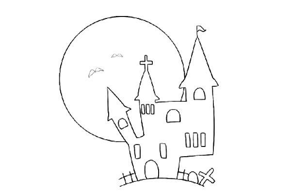 万圣节黑暗城堡简笔画