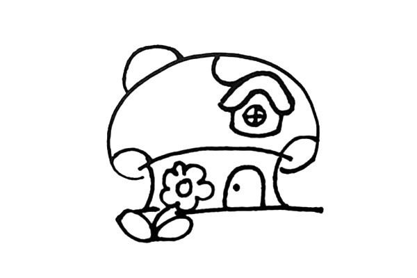 超简单蘑菇房子简笔画