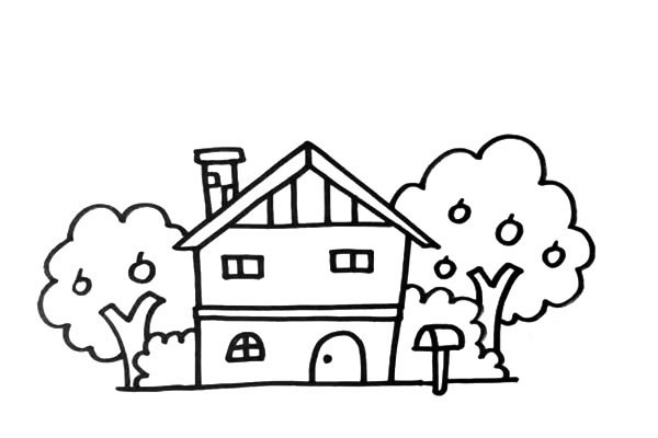 果园里的小房子简笔画