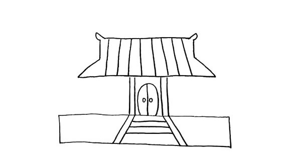 寺庙简笔画详细步骤