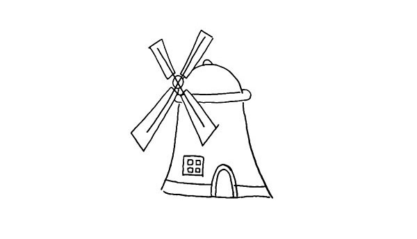 风车城堡简笔画步骤