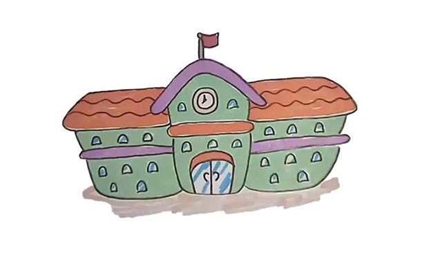 学校怎么画简单又好看