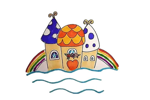 卡通的海上城堡简笔画