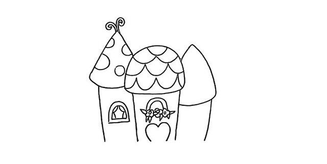 卡通的海上城堡简笔画