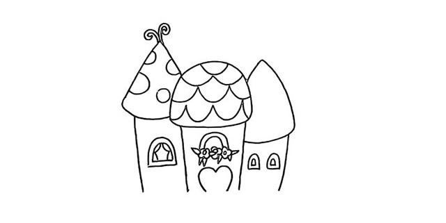 卡通的海上城堡简笔画