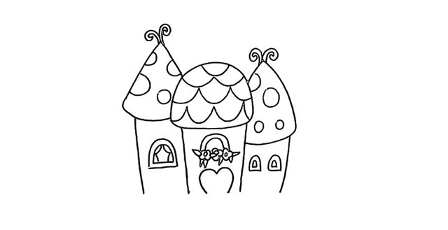 卡通的海上城堡简笔画