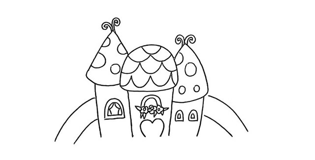 卡通的海上城堡简笔画