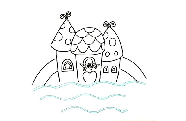 卡通的海上城堡简笔画
