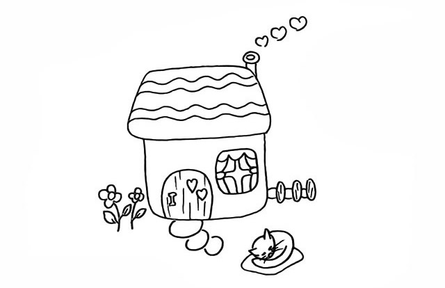 漂亮的小房子简笔画步骤