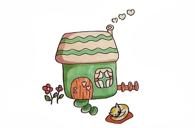 漂亮的小房子简笔画步骤