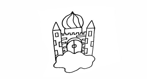 卡通的空中城堡简笔画