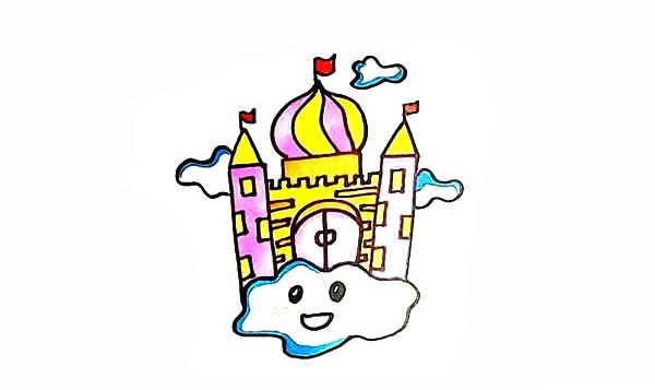 卡通的空中城堡简笔画