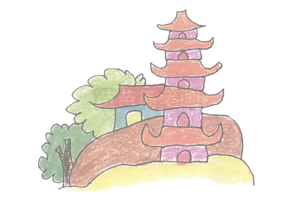 宝塔简笔画的画法