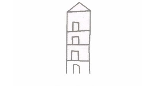 带颜色的村庄简笔画