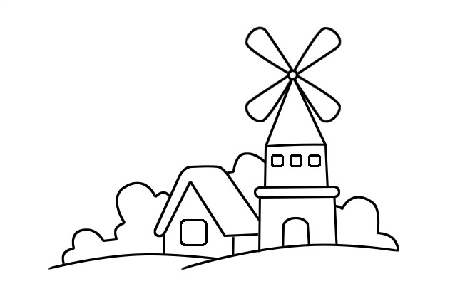 风车屋儿童简笔画