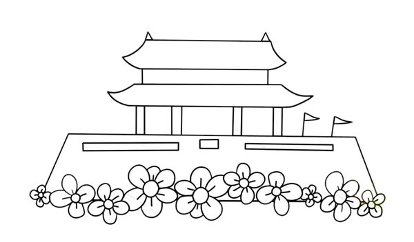 喜庆的天安门城楼简笔画