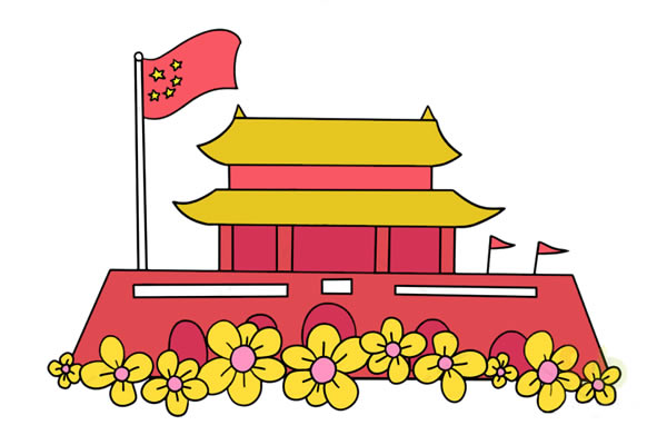 喜庆的天安门城楼简笔画