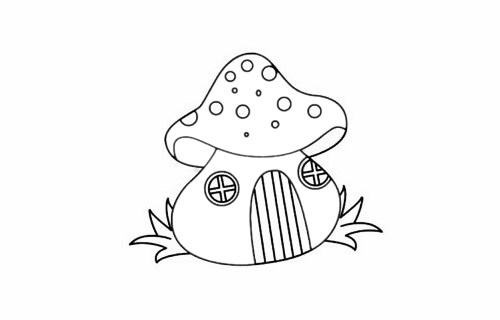 可爱的蘑菇屋简笔画