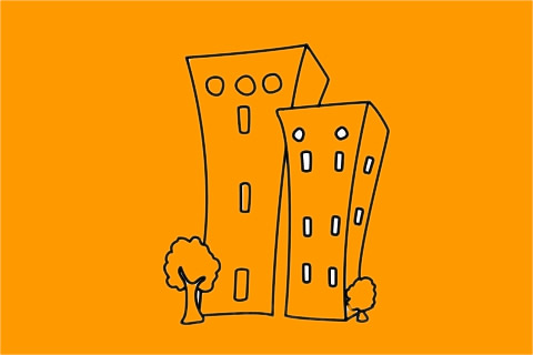 几幅关于高楼大厦的简笔画