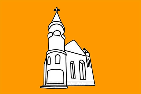 分享几幅教堂的简笔画