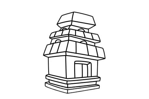 分享几款不同的寺庙简笔画