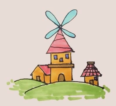 风车屋简笔画步骤图解