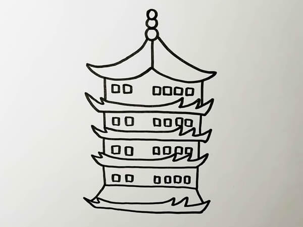 关于黄鹤楼的简笔画步骤详解 关于黄鹤楼的简笔画步骤详解