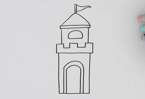 简单易学的城堡简笔画步骤